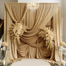 10x15 FT Beige Backdrop Curtain 2 Panels Wrinkle Free Polyester Photo Drapes