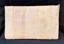 VINTAGE TJW By Mervyn s Cream Genuine Snakeskin Purse Shoulder Bag Clutch MINT