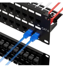   iwillink 48 Port RJ45 Through Coupler Cat6 Patch Panel UTP, Wall-mount NOB