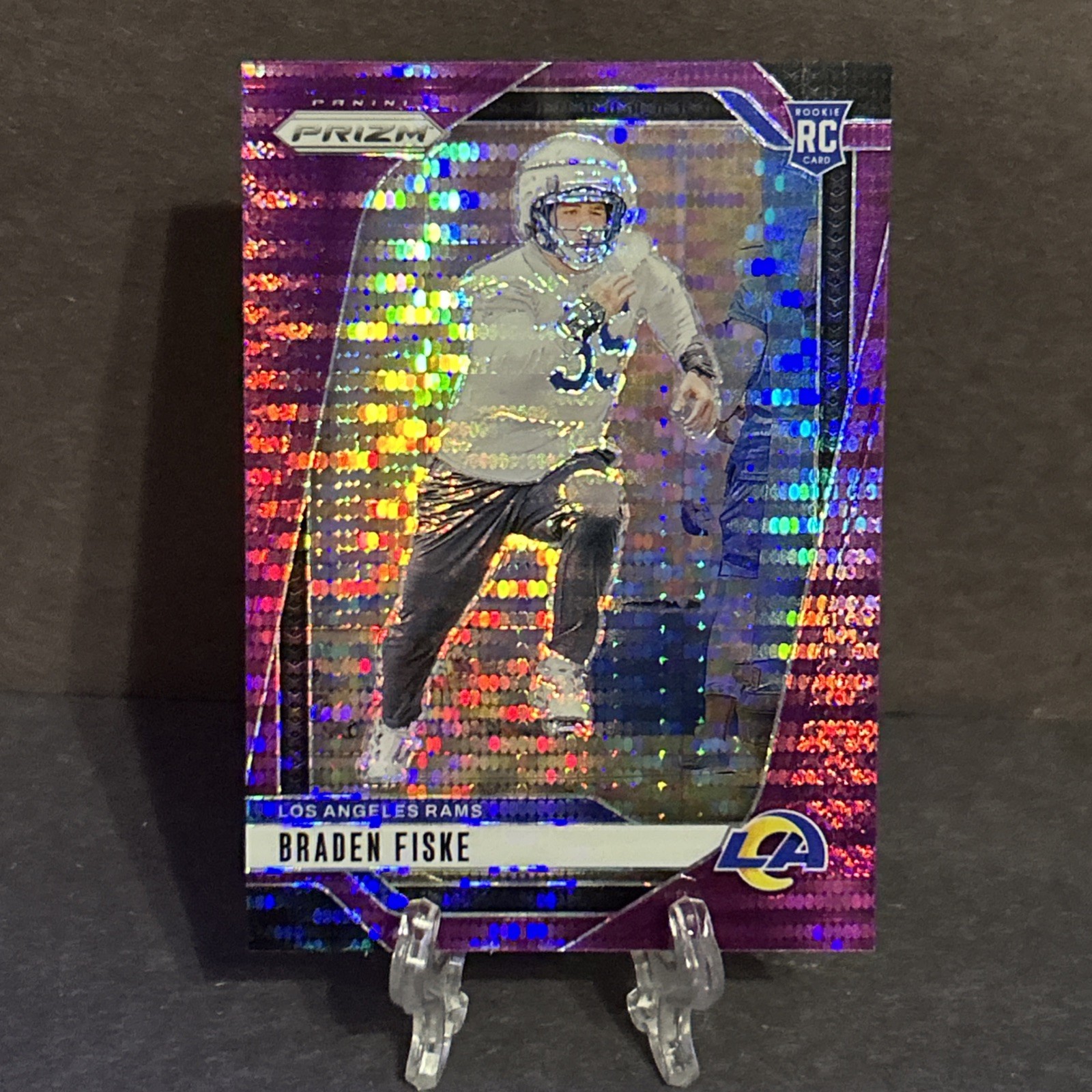 2024 Prizm Football Purple Pulsar Braden Fiske Rookie RC #310 LA Rams