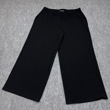 Eileen Fisher Wide-Leg Crop Pant Women's S Black Stretch Jersey Knit Pull-On USA
