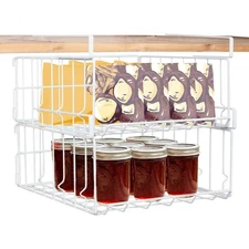 Hanging Under Shelf Storage Basket 2 Pack Foldable Under Cabinet Metal Desk Stor