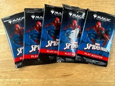Magic The Gathering 5 Empty Spider-Man Booster Pack Wrappers NO CARDS