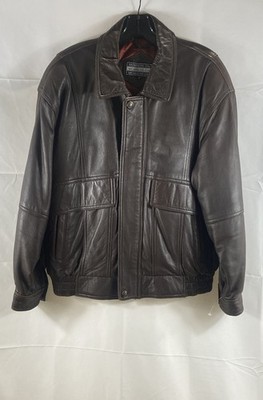 Vintage 90s Members Only Men's Brown Genuine Leather Bomber Jacket
