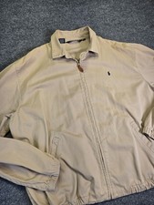 Vtg Polo Ralph Lauren Unlined Harrington Jacket Khaki Mens Large Made In USA