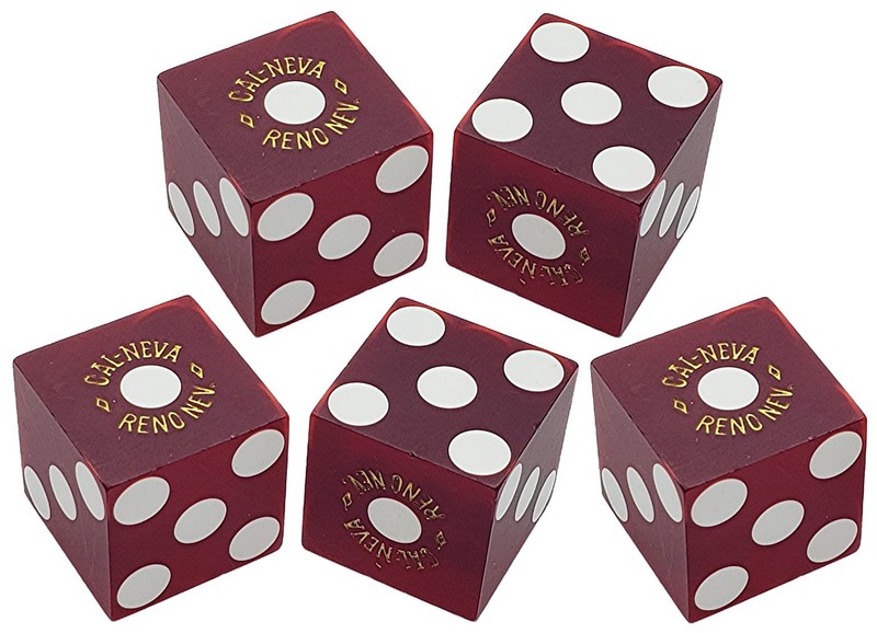 Full Stick (5) Cal Neva Reno Nevada Casino Matching Serial #s Dice Red Frosted