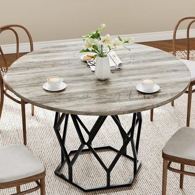 47'' Round Dining Table Modern Circle Kitchen & Dining Room Tables for 4-6 People