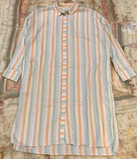 Madewell Stripe Midi Shirt Dress Womens Small Pastel Button Front Side Slit