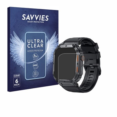 6x Folie für bedee Smartwatch 1.96'' Schutzfolie Displayschutz Display Klar