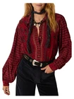 MAISON HOTEL women's shirt burgundy embroidery gold beads EMILIE viscose 60cm