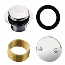 Chrome Tub Drain Kit Tip Toe Trim Conversion Overflow Faceplate 2 Hole
