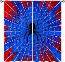 Superhero Spider Web Curtains,Blue Red Window Treatments for Kids Boy Bedroom...