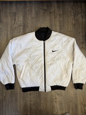 Nike Vintage 90  s Reversible Jacket Medium Nylon Big Swoosh Black White Zip-Up L