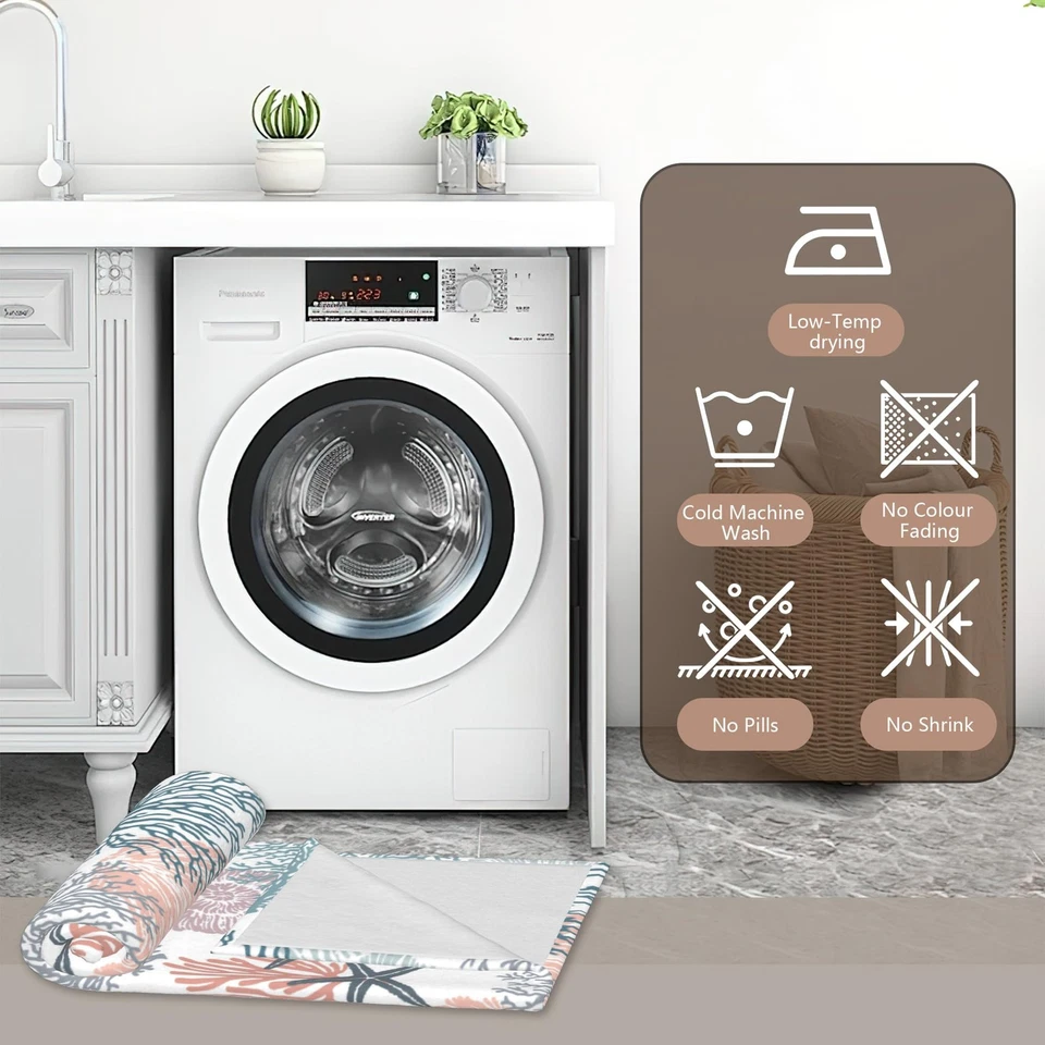 Abstract Nautical Coastal Throw Blanket,Beach Ocean Theme Starfish Seashell C... - Image 4 of 4