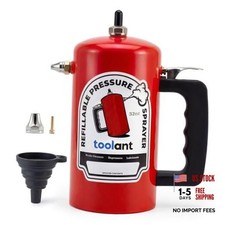 32oz Refillable Pressurized Sprayer, Steel Canister, Rust-Resistant Red