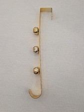Christmas Wreath Hanger Door Bells Gold Metal Hook Holiday Decor 14"