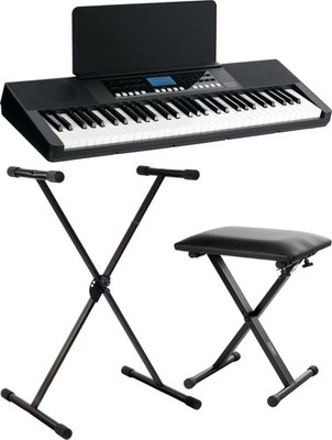 FunKey 61 Performer Keyboard Schwarz Tasten Set Ständer Bank 300 Sounds MIDI