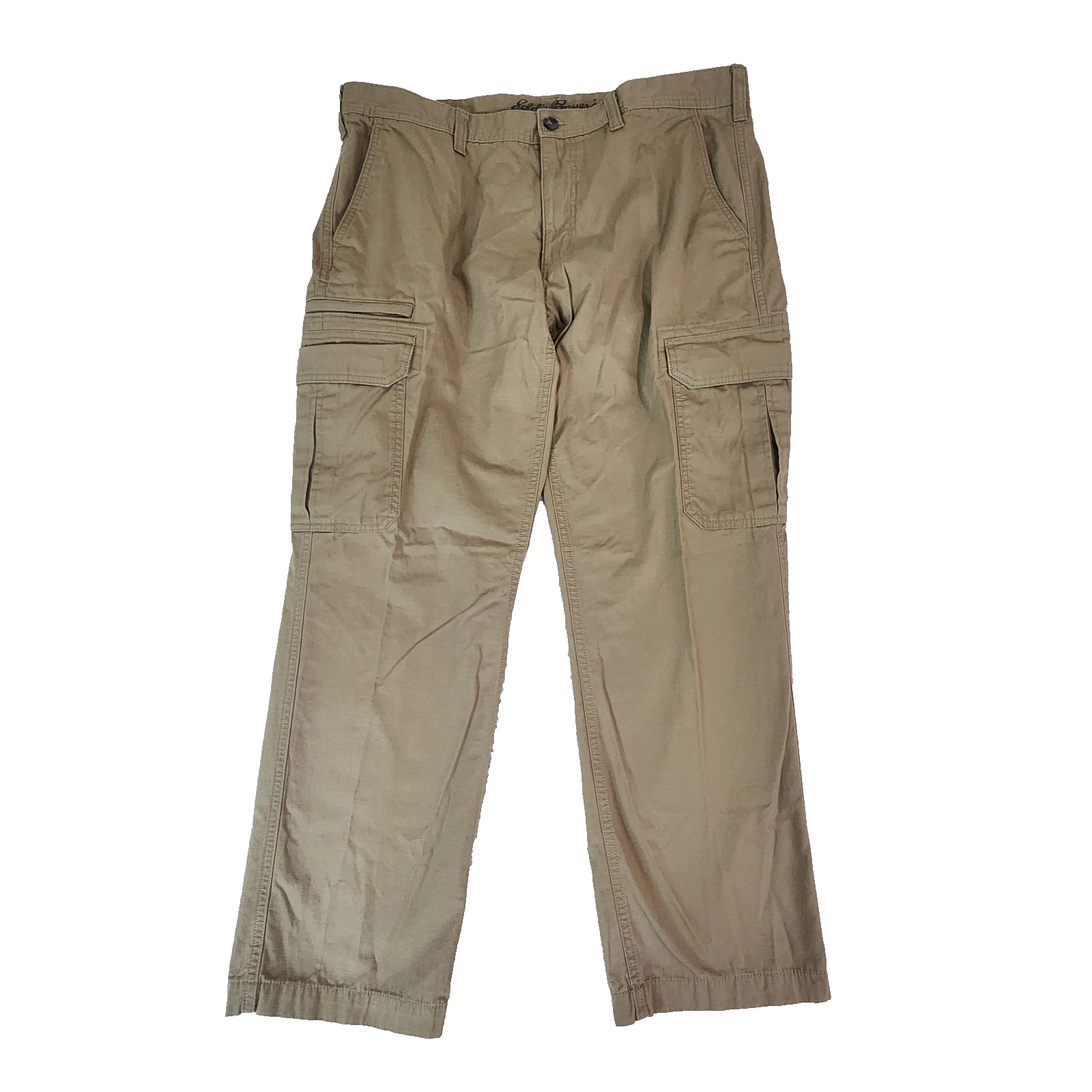 Eddie Bauer Mens Cargo Pants Size 38x32 Brown Pockets Zip Button #2100
