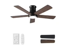 ZXXC 42 in. Indoor/Outdoor Black Downrod Mount Ceiling Fan with Dimmable LED