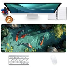 Japanese Koi Carp Fish Desk Pad Mouse Pad,Large Gaming Mouse Mat with Stitche...