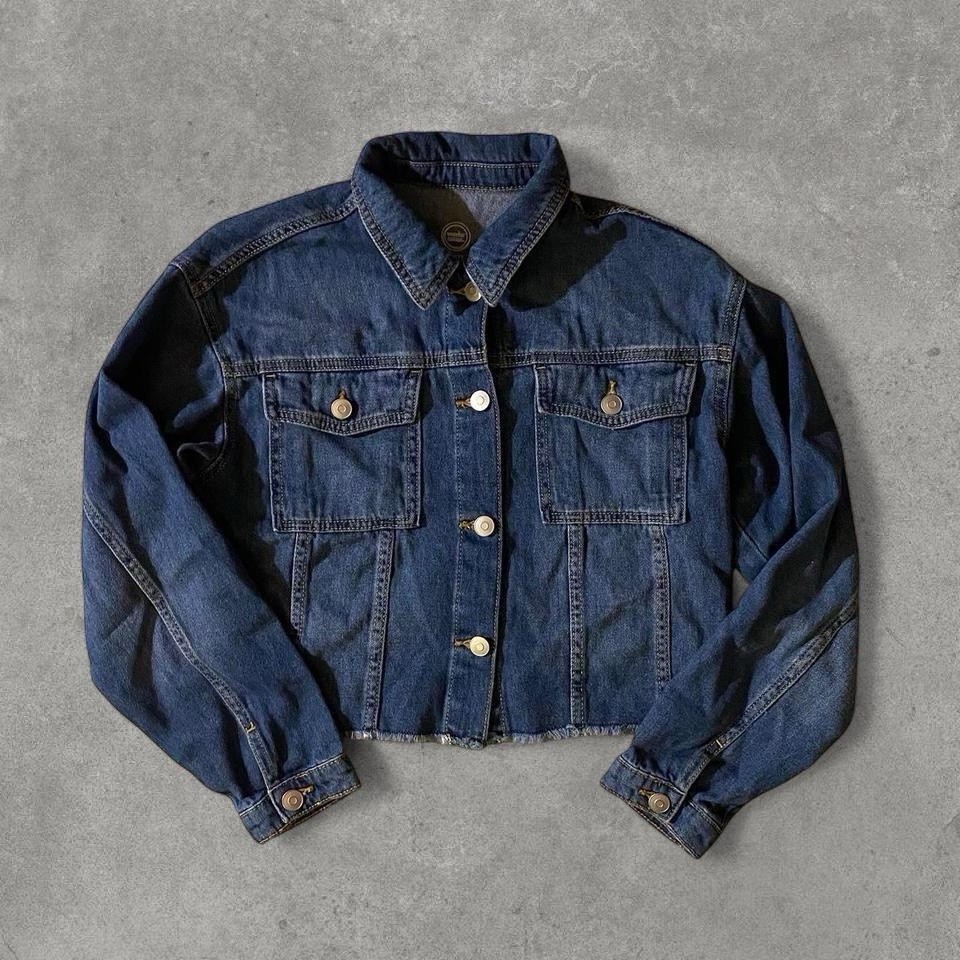 Wonder Nation Distressed denim cropped jacket with raw hem size XXL (18)