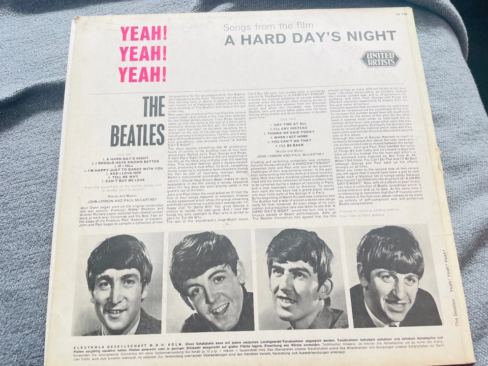 ❤️THE BEATLES – " YEAH!YEAH!YEAH! - A HARD DAYS NIGHT – ODEON O83739  1964 LP❤️⚡ - Bild 2 von 4