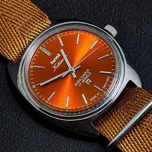 Vintage HMT Kohinoor 17 Jewels With Orange Dial Men's Wristwatch