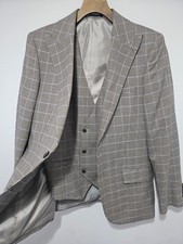 ​Harry Brown London 3 Piece Suit Men’s 40R 30L Slim Fit Brown Check Trousers