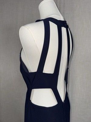 Windsor Women s 13/14 Navy Blue Sleeveless Maxi Formal Gown Dress Prom Crystals