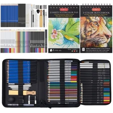 PANDAFLY 80 Pack Drawing Set Sketching Kit, Pro Art Supplies with 3... Fast Ship