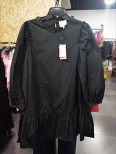 Women Cinq A Sept Round Neck Lantern Sleeve Slim A-line Mini Dress