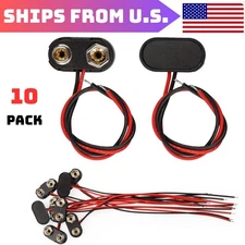 10 Pack (9 Volt) 9V Battery Connector Snap Clip Lead Holder T Type Clip Wire