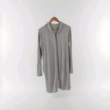 Knit Gray Cardigan Sweater Hooded Long Sleeve Lightweight Women