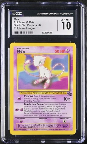2000 Pokemon Black Star Promos #8 Mew Pokemon League CGC 10 GEM MINT