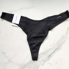 Calvin Klein Ribbed Thong Panty Ck Black SZ XL