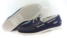  Womens Sebago Cove B47920 Denim Blue Leather Fleece Lined Slip On Boat Shoes