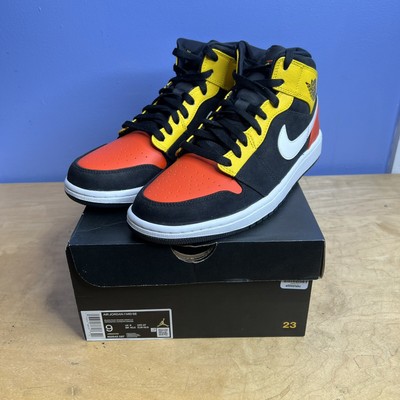 NIKE AIR JORDAN 1 MID SE BLACK/AMARILLO-WHITE-TEAM ORANGE NEW US 9  193654686703 | eBay