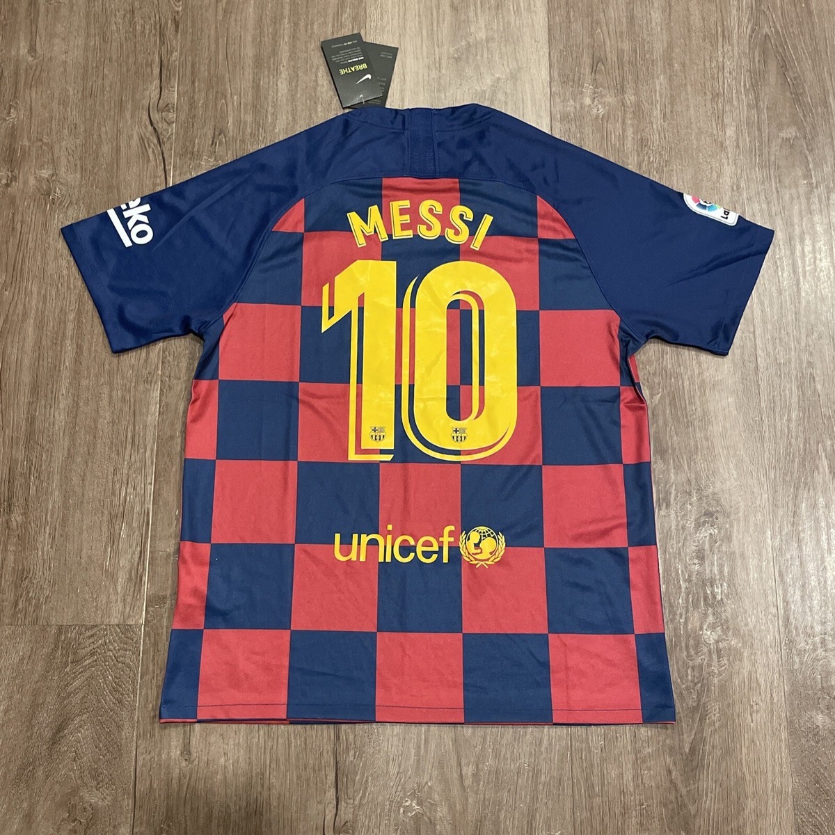【希少品】メッシ Tシャツ バルセロナ XLサイズ 00s FCB バルセロナ リオネル・メッシ 10番 総柄Tシャツ XL 激