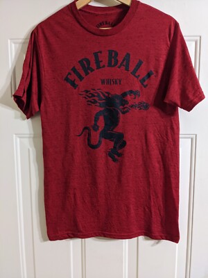 Fireball Whiskey Men's Medium Pullover ''When The Dragon Calls''... Heathered Red.
