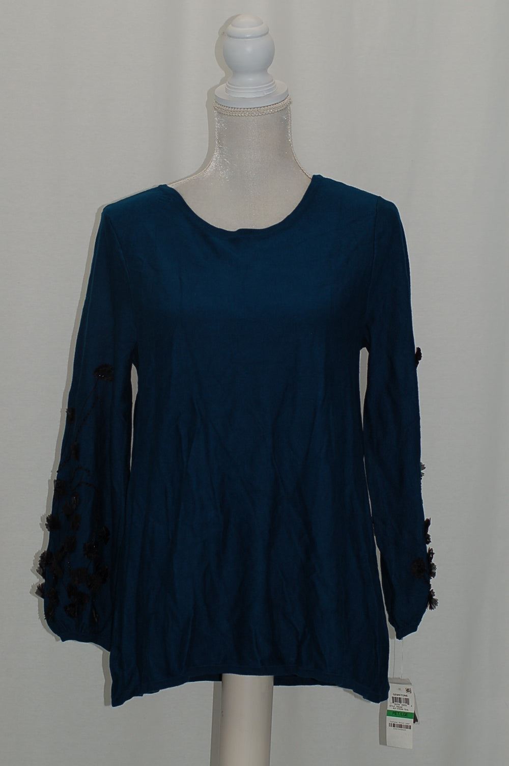 Alfani Petite Embellished Sweater Ocean Teal PL