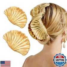 Shell Claw Clip, 2 Pcs Metal Seashell Hair Clip Hair Accessories for Women an