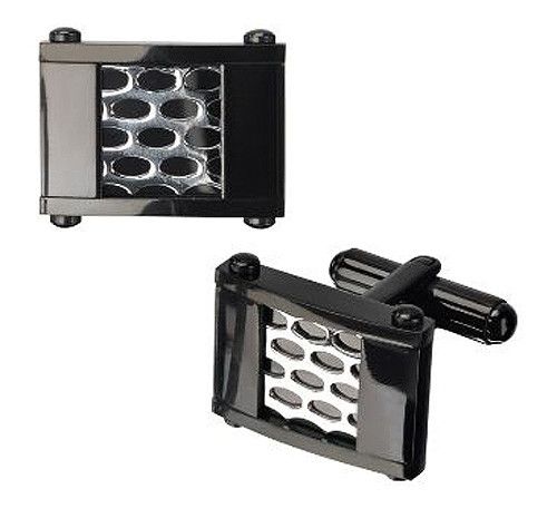 Black and Steel Car Grille Cuff Links - Picture 1 of 5