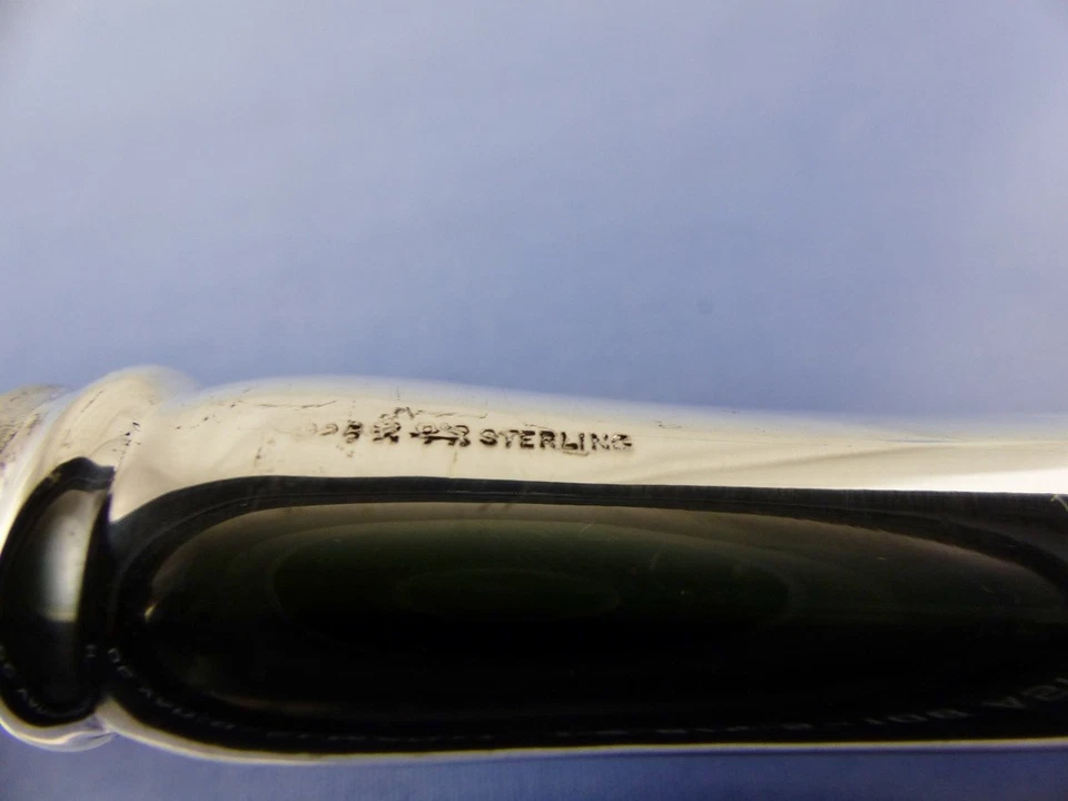 CUCHILLO DE CENA INGLÉS ANTIGUO MANGO HUECO HOJA FRANCESA DE BIRKS RODEN STERLING  Foto 4 de 4