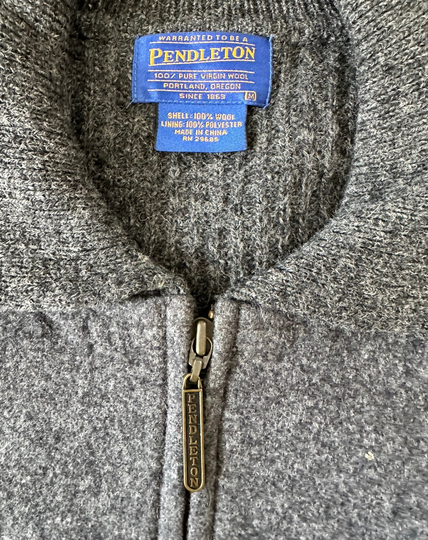 Pendleton Gray Full Zip Wool Medium Sweater Jacket - image 4