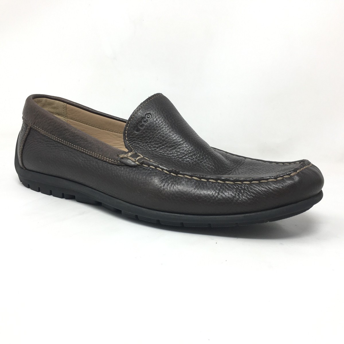 ECCO Men\'s Size EU 46 US 12-12.5 Brown Leather Slip-On Loafers Casual Driving Ecco Brown Leather Slip On Casual Driving Loafers Men main image 4