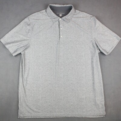 Hickey Freeman Golf Polo Shirt Mens L Gray Polyester Stretch Short Sleeve
