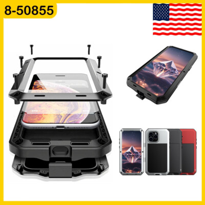 For iPhone 16 15 Pro Max 14 13 12 11 XS 8 Metal Case Heavy Duty Cover Shockproof