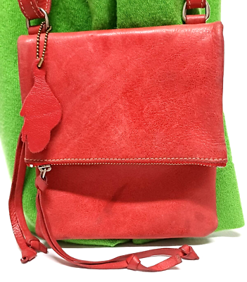 ROOTS CANADA RED LEATHER MINI FOLDING FLAP CROSSBODY BAG | eBay