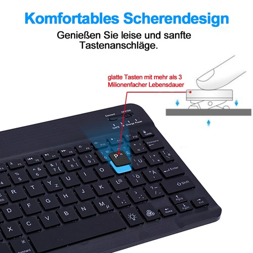 Bluetooth Tastatur Kabellos Keyboard für PC Tablet Notebook Laptop QWERTZ Layout - Bild 21 von 33