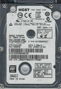 500GB Hitachi 2,5" HGST Travelstar Sata 3,0 Gbit/s Festplatte HTS545050A7E380 PS3.
